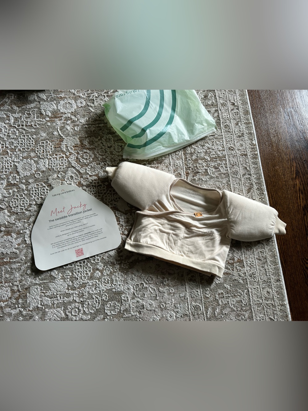 NWT Beige ‘Taking Cara Babies’ Jacky Swaddle Transition Jacket
